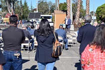 Solano Transportation Authority officials, the public,  and Caltrans Public Information Officers attending State Route 37/Fairgrounds Drive Diverging Diamond Interchange Project Groundbreaking in Vallejo, Ca.