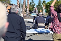 Caltrans Public Information Officers, Solano Transportation Authority officials and the public attending State Route 37/Fairgrounds Drive Diverging Diamond Interchange Project Groundbreaking in Vallejo, Ca.