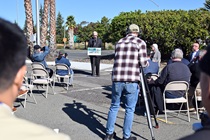 Caltrans Public Information Officers, Solano Transportation Authority officials and the public attending State Route 37/Fairgrounds Drive Diverging Diamond Interchange Project Groundbreaking in Vallejo, Ca.