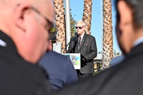 Caltrans Public Information Officers, Solano Transportation Authority officials and the public attending State Route 37/Fairgrounds Drive Diverging Diamond Interchange Project Groundbreaking in Vallejo, Ca.