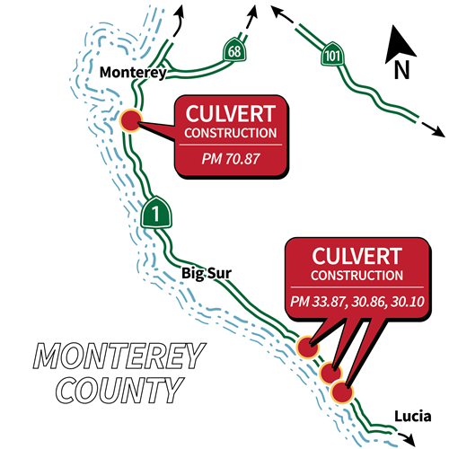 Map of 4 culverts within the project limitis