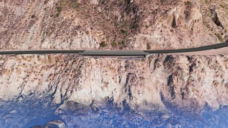 Drone render showing type 85 barrier with bicycle railing
