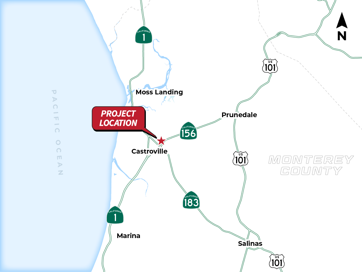 Vicinity map showing location of project in Castroville