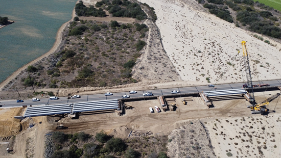 overhead view of project work at the santa maria bridge.