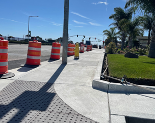 recent concrete sidewalk work