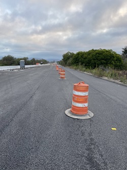 Photo of cones showing highway 217 closure