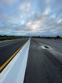 Photo of cones showing highway closures along highway 217