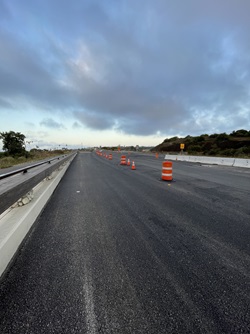 Photo of cones showing highway 217 closure.