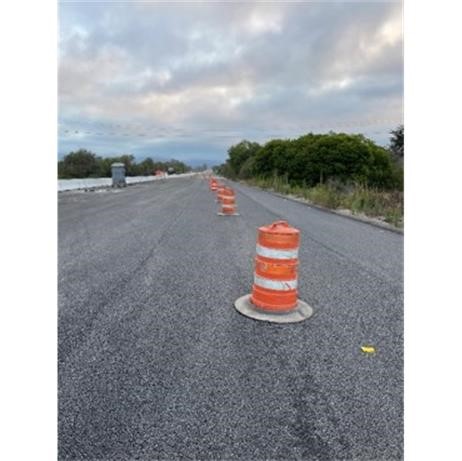 Photo of a cone on highway 217 in Goleta