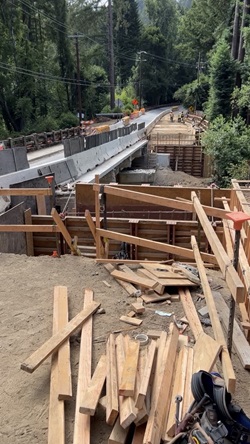 Caltrans crew working on southbound side of King's Creek Bridge.