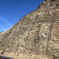 Photo showing material used to help stabilize hillside at project site