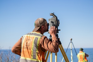 Staff viewing Regent's slide using survey instrument