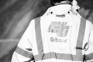 Caltrans jacket with Caltrans logo in black and white