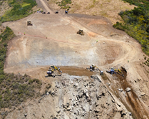 Photo showing heavy equipment and Caltrans staff working on Regent's Slide