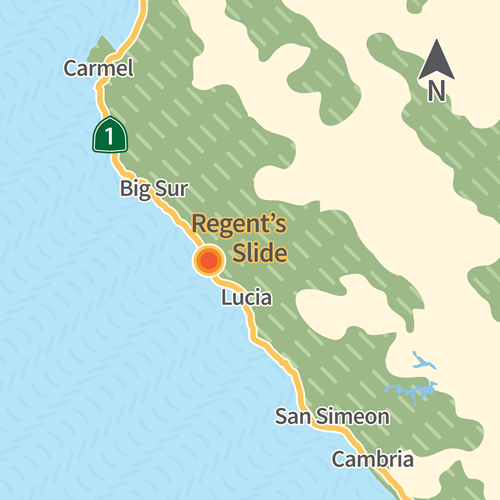 Map showing location of Regent's Slide