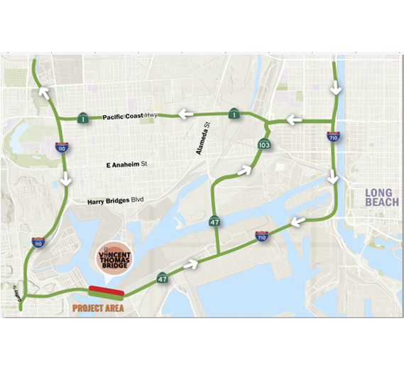 Map Showing Detour for VTB overnight work