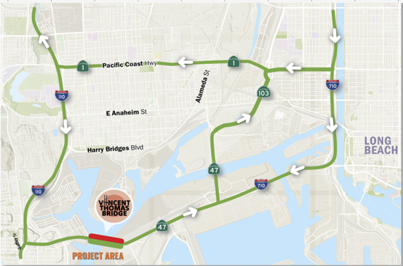 Map Showing Detour for VTB overnight work