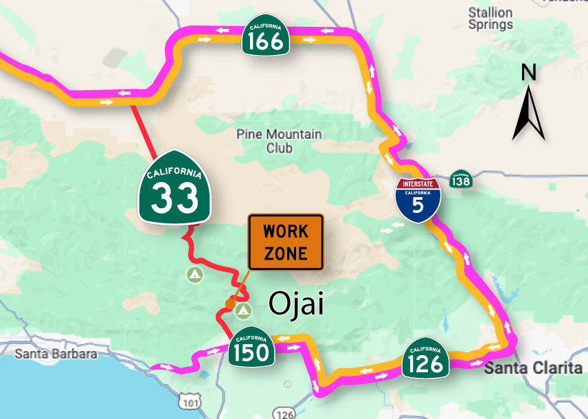 SR33 Detour Map