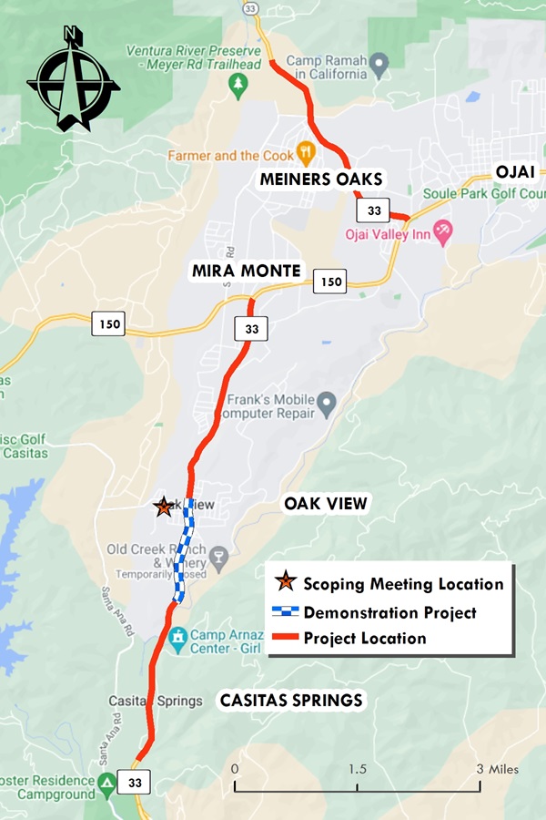 Map of a project area within Ventura County.