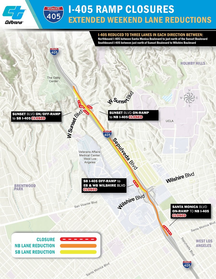 Map of Interstate 405 Ramp Closures