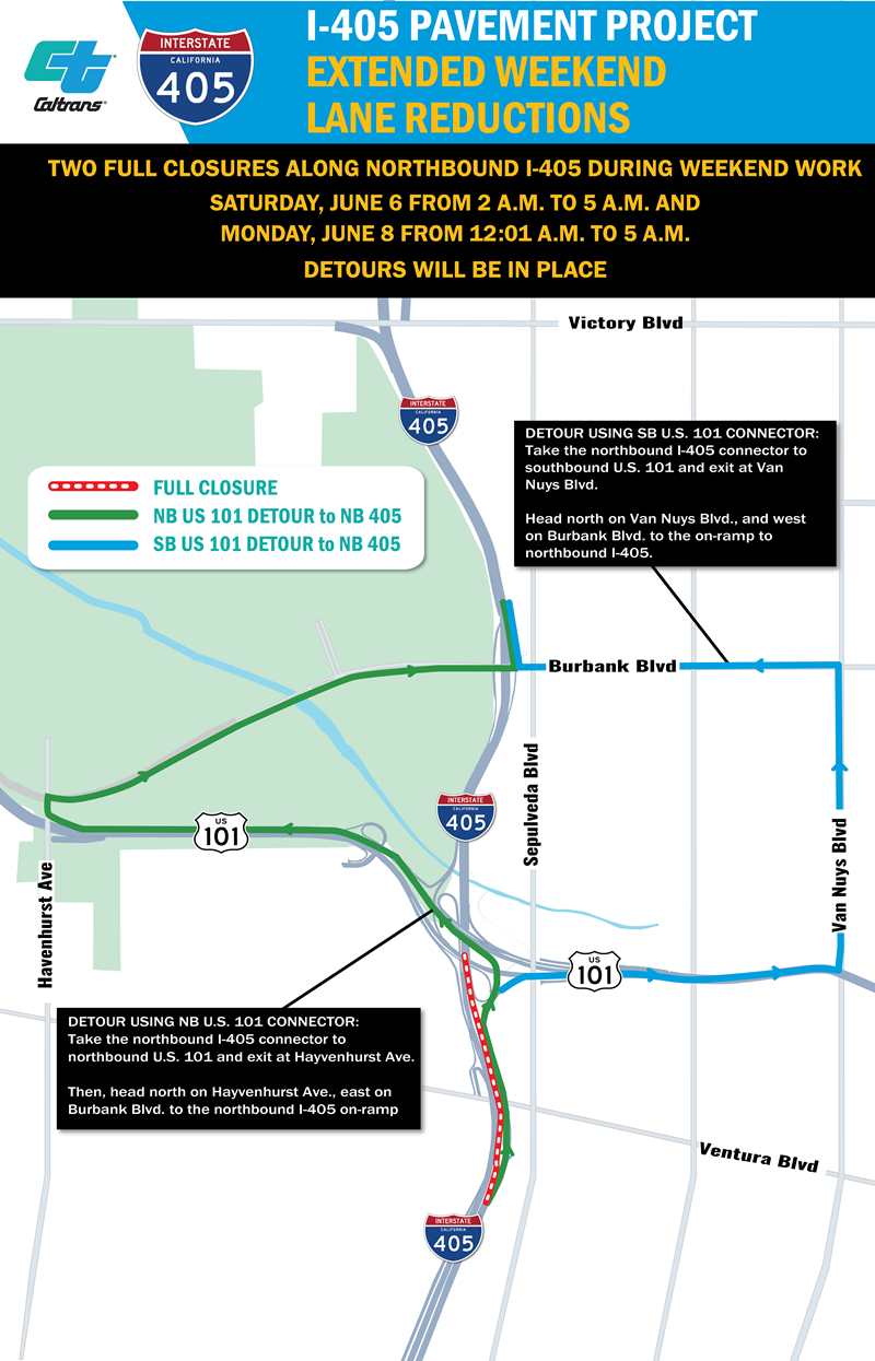 405 EWC June 5-8 Full Closure Detour