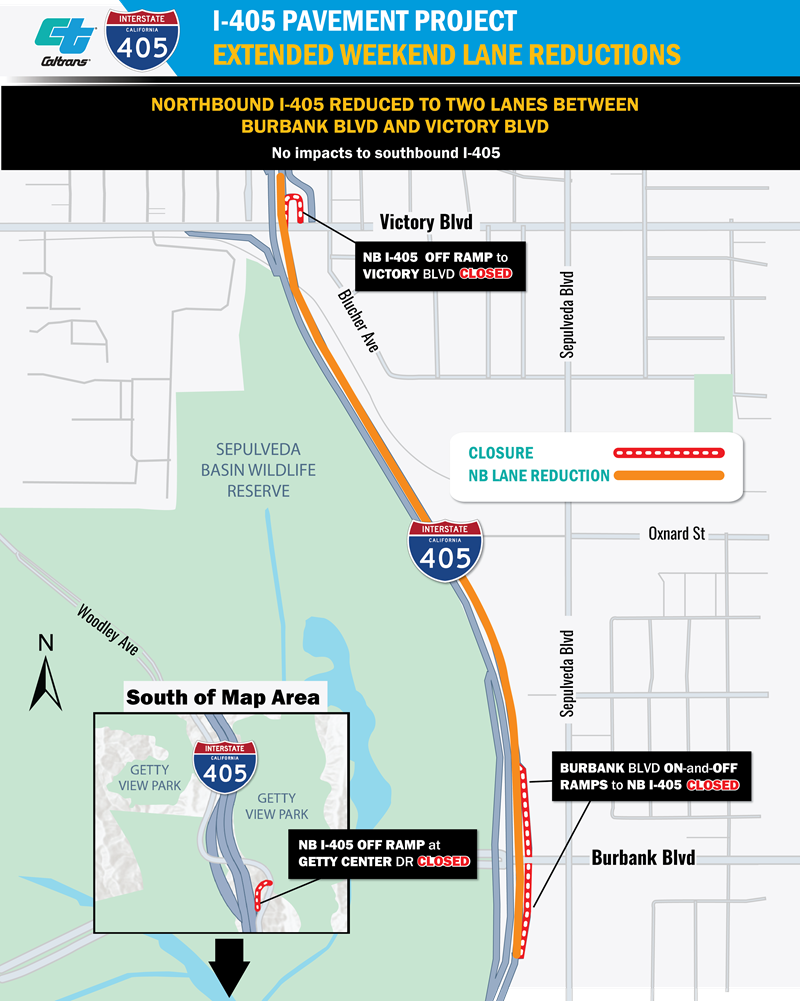 I-405 EWC May 8-11 Ramp Closure Map