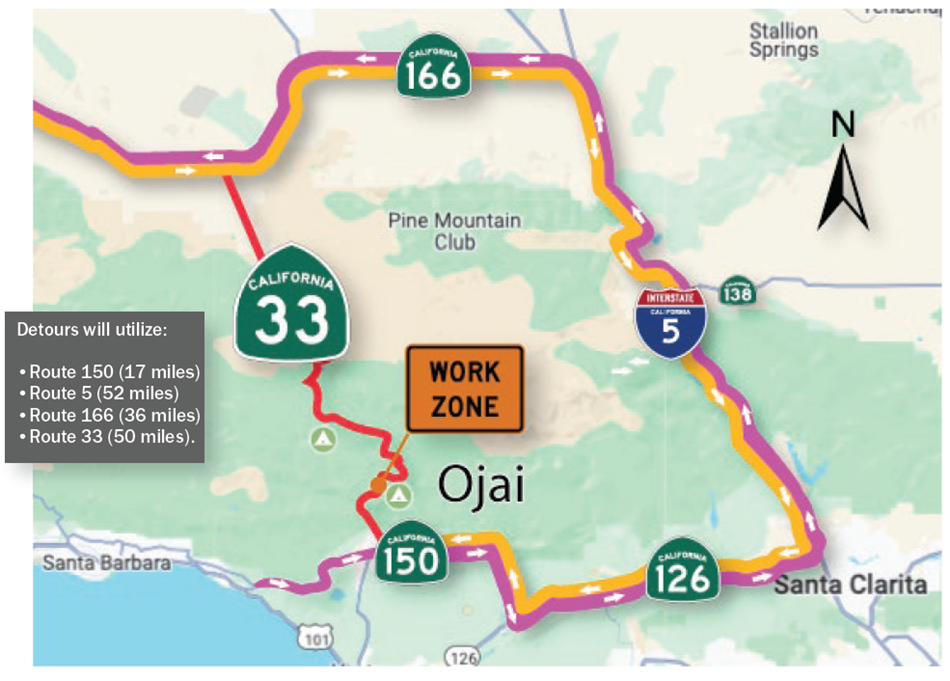 State Route 33 North Fork Matilija Creek Bridge Roadway Safety Improvement Map