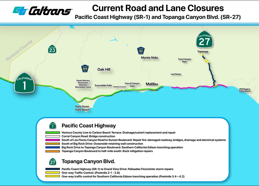 PCH Fire Repair weekly map for Sept 8-12