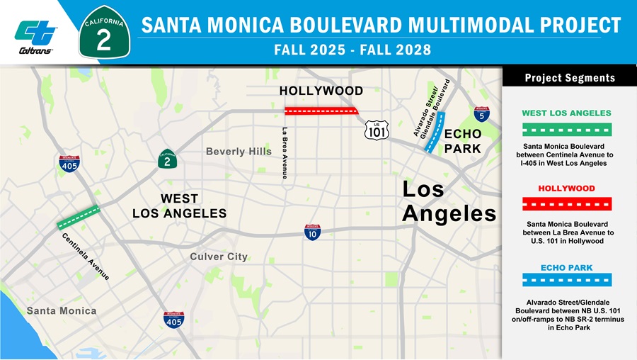 Map of Santa Monica Boulevard (State Route 2) Multimodal projects