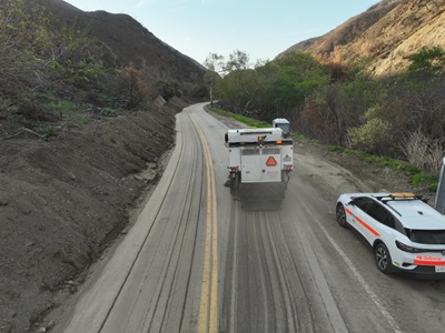 Photo showing Caltrans Vehicles cleanup and repair progress along SR-27