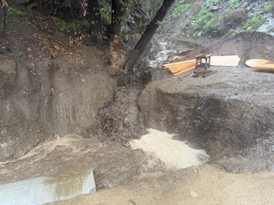 Photos of debris flow on SR-27 on April 28
