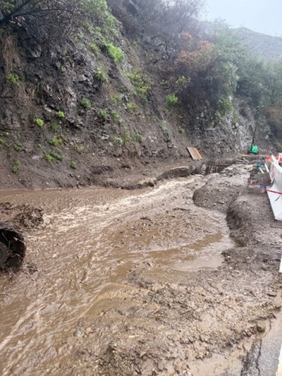 Photos of debris flow on SR-27 on April 28