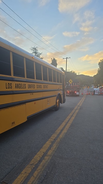 Photo showing school bus traveling  along SR-27