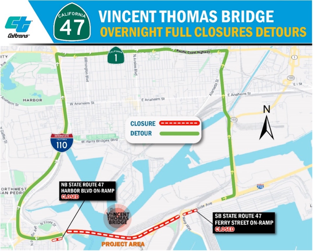 Map of closure and area work for Dec 8 2025