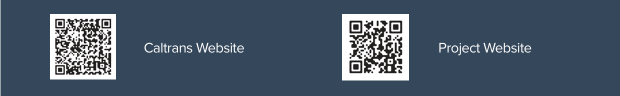 QR Codes to scan for links to Caltrans Website and Project Website