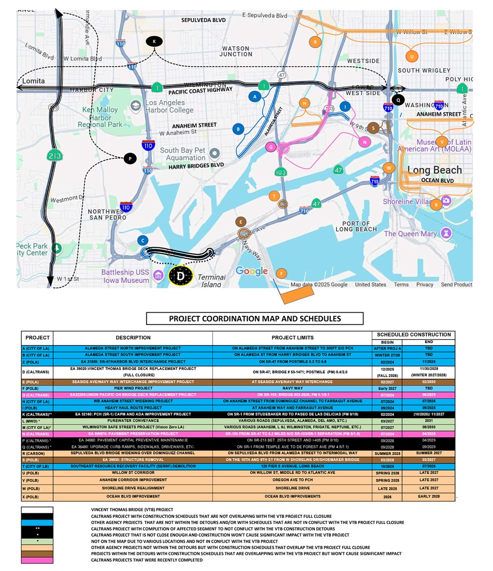 Vincent Thomas Bridge Project Schedule Map 