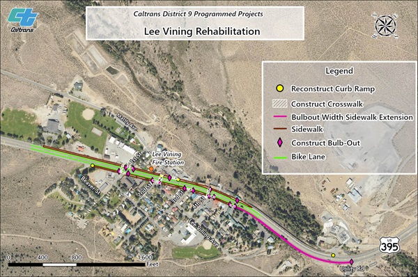 Map of improvements within Lee Vining Rehab
