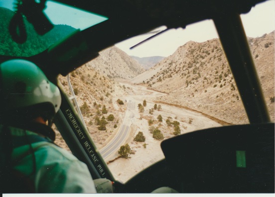 Nineteen ninety-six photograph of the flooding of Walker River taken from a helicopter.