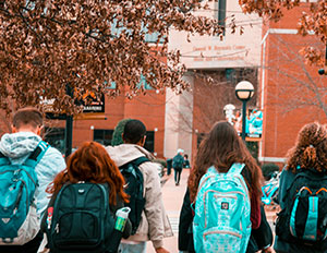 College students walking to class.