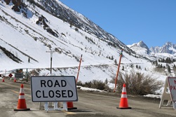 Closure gate on State Route 168 in Aspendell