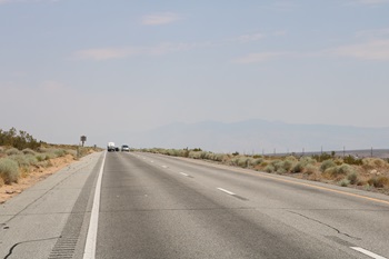 Southbound U.S. 395 in Inyo County. A picture of the highway before construction started on the Dunmovin Thin Blanket Project.