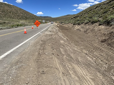 Crews are altering slopes within Sonora Junction Shoulders.