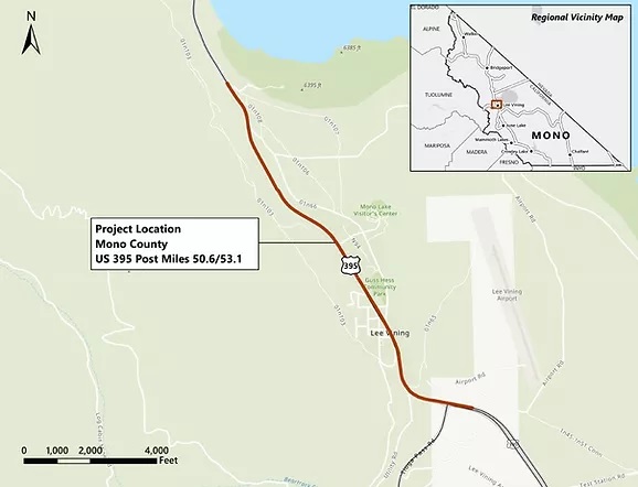 Lee Vining Rehabilitation Project Area Map