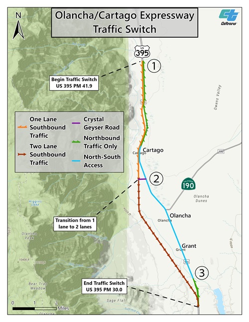 Olancha Cartago September 2024 Southbound Traffic Switch Map