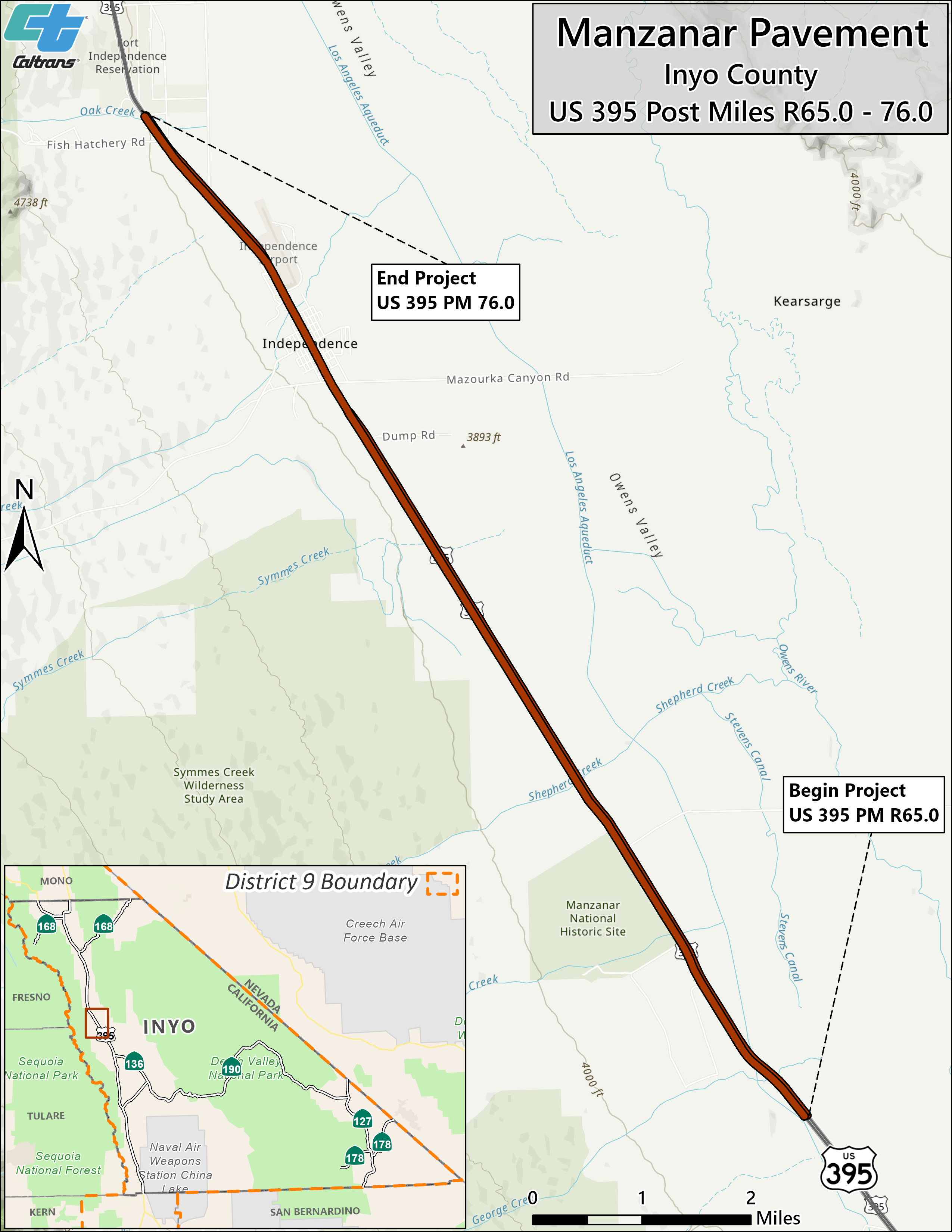 Manzanar Pavement Project map