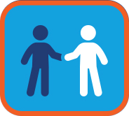 Simple illustration of two people of differrent colors shaking hands