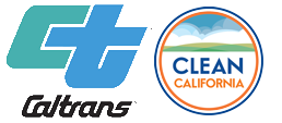 Logos for Caltrans and Clean California