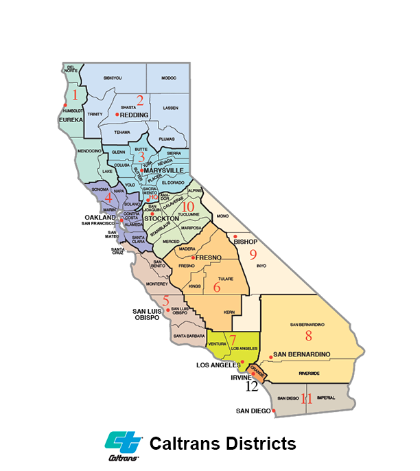 Map of Caltrans Districts