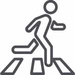 icon of pedestrian walking in a crosswalk 