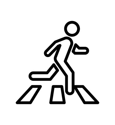 icon of pedestrian crossing a crosswalk 